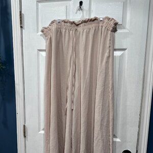 High-Waisted Cream Wide-Leg Pants